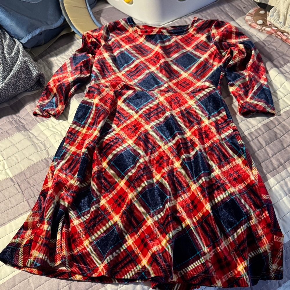 Simply Styled Red and Blue Plaid Kids Dress